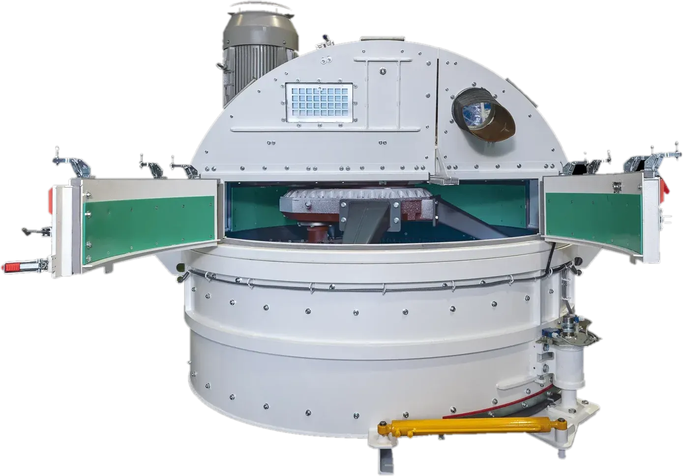 Supermix® planetary concrete mixer with open inspection doors